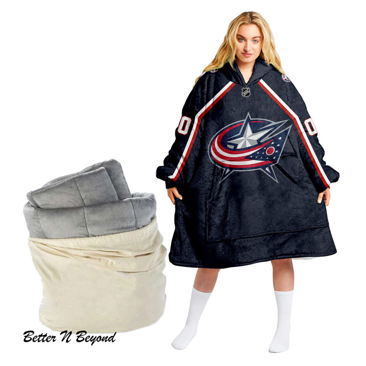 NHL Columbus Blue Jackets Personalized oodie blanket hoodie snuggie hoodies for all family - Amazing ProShop