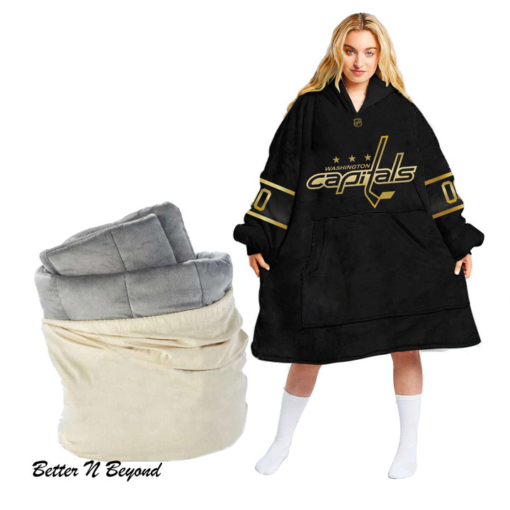 Personalized Black Golden Edition Limited NHL Washington Capitals Jersey Oodie blanket hoodie snuggie hoodies for all family - Amazing ProShop