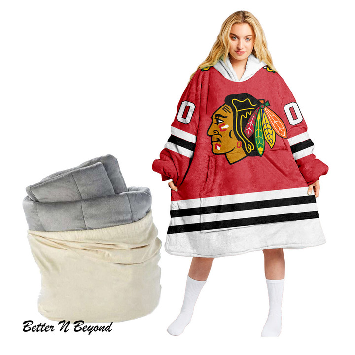 NHL Chicago blackhawks Personalized oodie blanket hoodie snuggie hoodies for all family - Amazing ProShop
