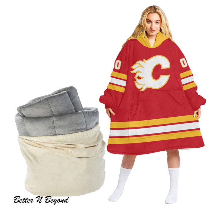 NHL Calgary Flames Personalized oodie blanket hoodie snuggie hoodies for all family - Amazing ProShop