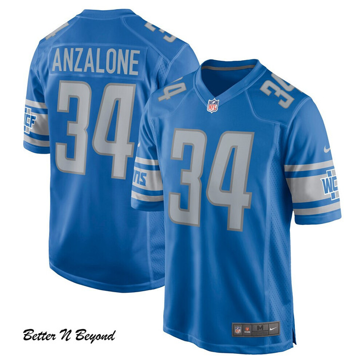 Men's Detroit Lions Alex Anzalone Nike Blue Game Jersey