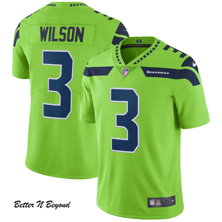 Men's Seattle Seahawks Russell Wilson Nike Neon Green Vapor Untouchable Color Rush Limited Player Jersey