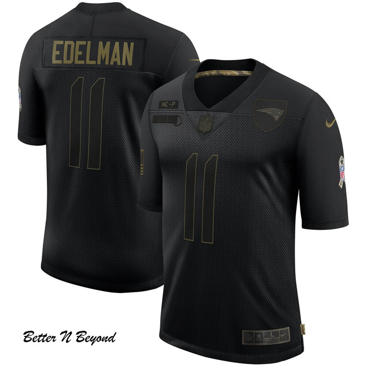 Men's New England Patriots Julian Edelman Nike Black 2020 Salute To Service Limited Jersey