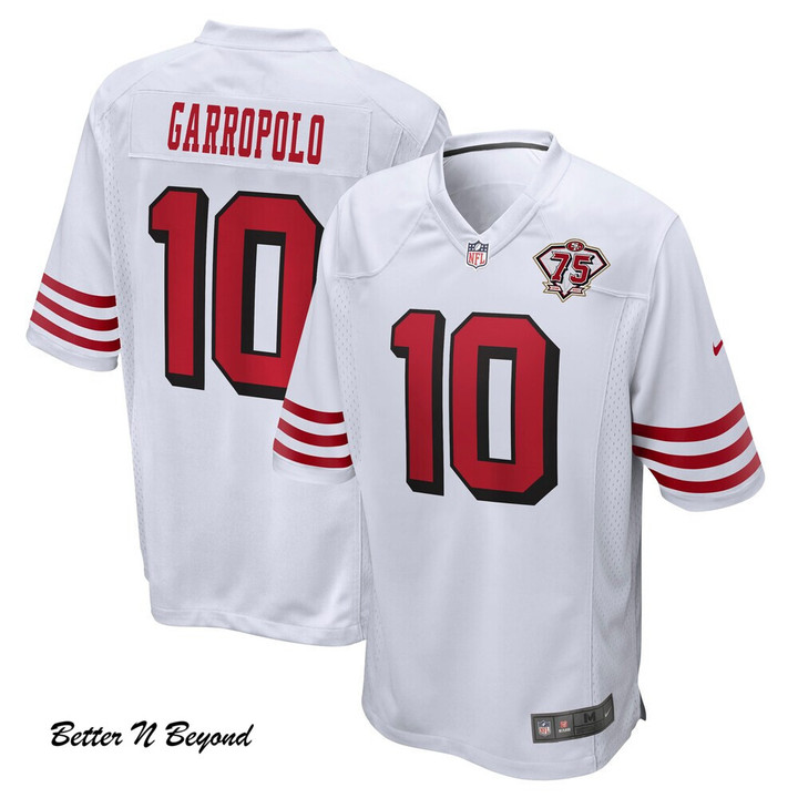 Men's San Francisco 49ers Jimmy Garoppolo Nike White 75th Anniversary 2nd Alternate Game Jersey