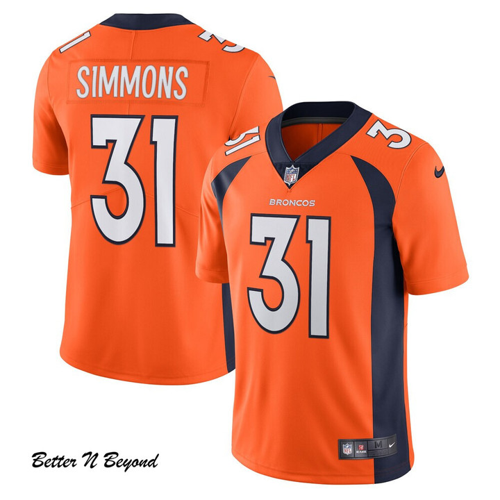 Men's Denver Broncos Justin Simmons Nike Orange Vapor Limited Jersey