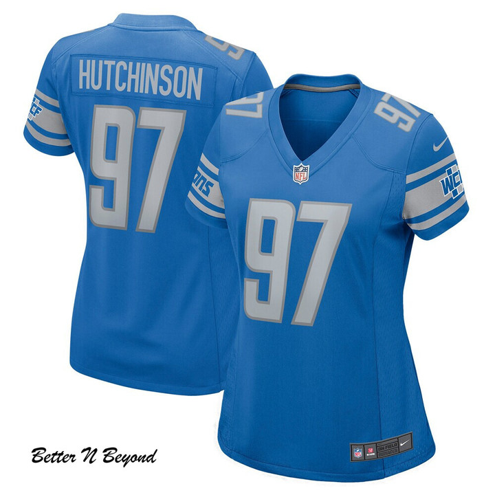Women's Detroit Lions Aidan Hutchinson Nike Blue 2022 NFL Draft First Round Pick Game Jersey