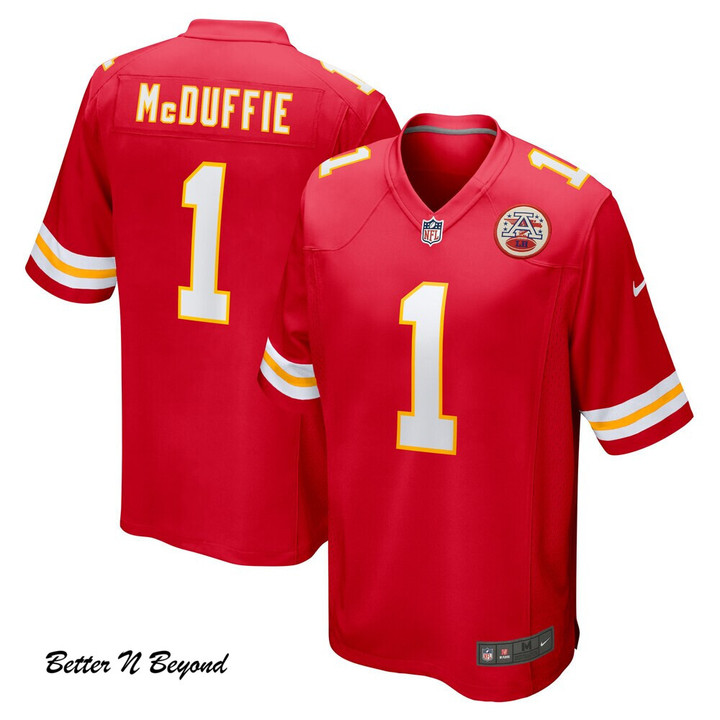 Men's Kansas City Chiefs Trent McDuffie Nike Red 2022 NFL Draft First Round Pick Game Jersey