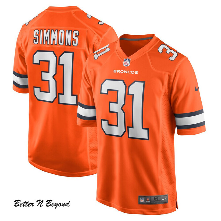 Men's Denver Broncos Justin Simmons Nike Orange Alternate Game Jersey