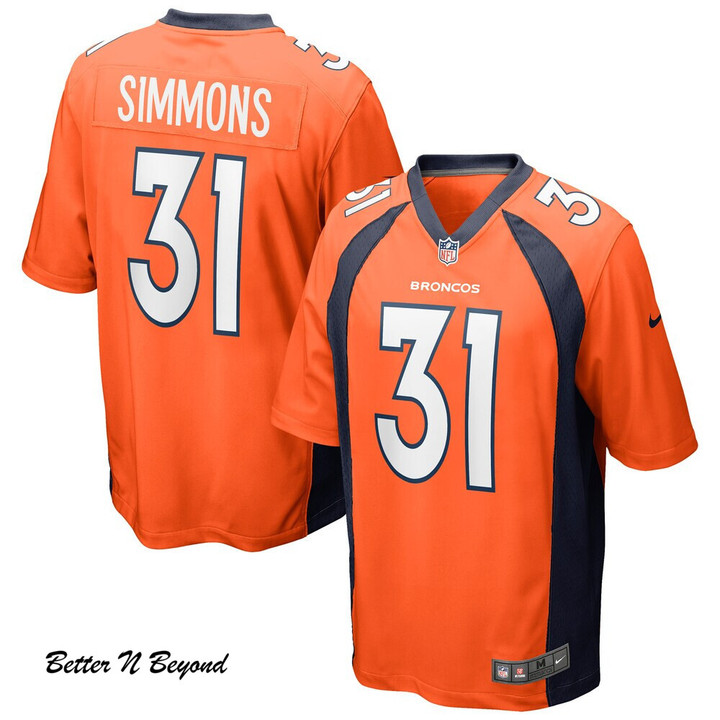 Men's Denver Broncos Justin Simmons Nike Orange Game Jersey
