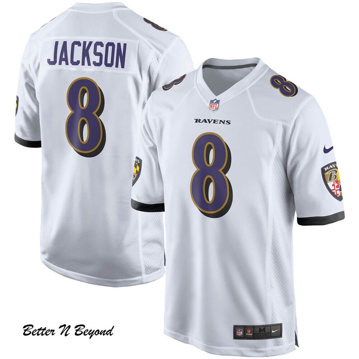 Men's Baltimore Ravens Lamar Jackson Nike White Player Game Jersey