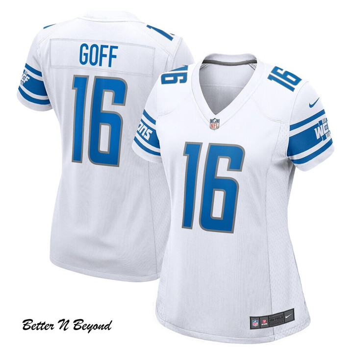 Women's Detroit Lions Jared Goff Nike White Game Player Jersey