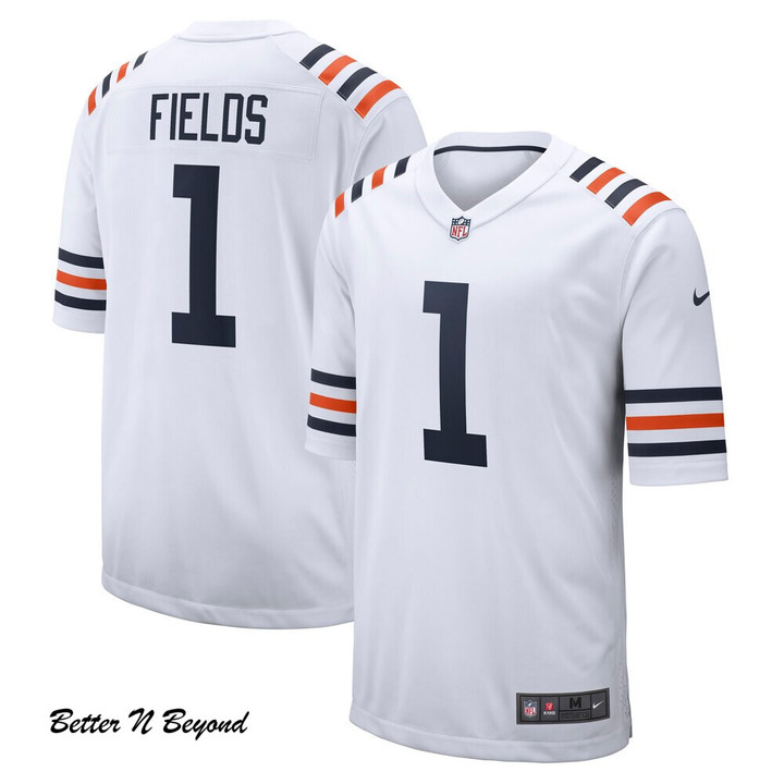 Men's Chicago Bears Justin Fields Nike White 2021 NFL Draft First Round Pick Alternate Classic Game Jersey