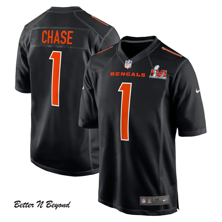 Men's Cincinnati Bengals Ja'Marr Chase Nike Black Super Bowl LVI Bound Game Fashion Jersey