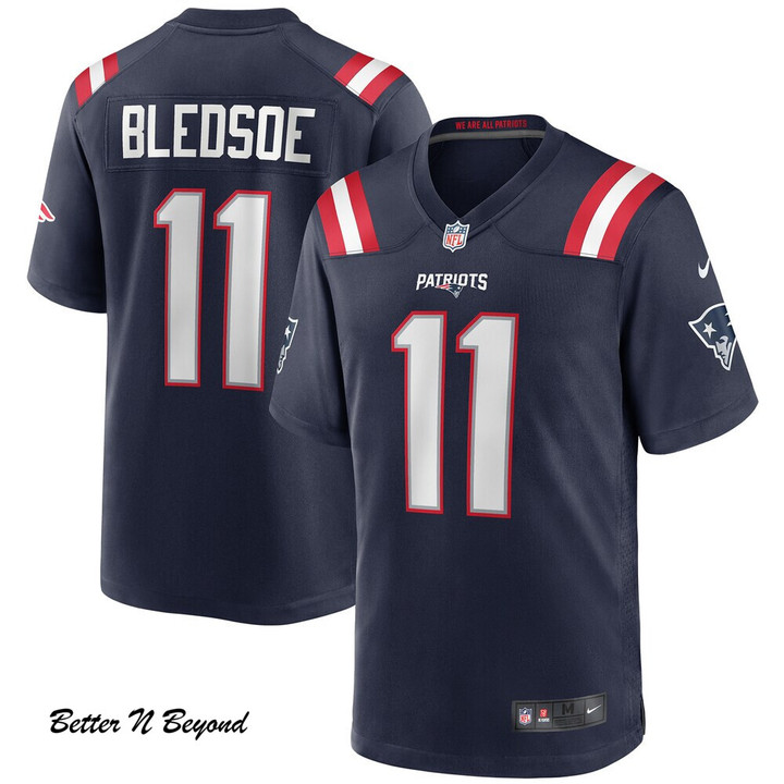 Men's New England Patriots Drew Bledsoe Nike Navy Game Retired Player Jersey