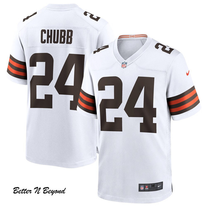 Men's Cleveland Browns Nick Chubb Nike White Game Jersey