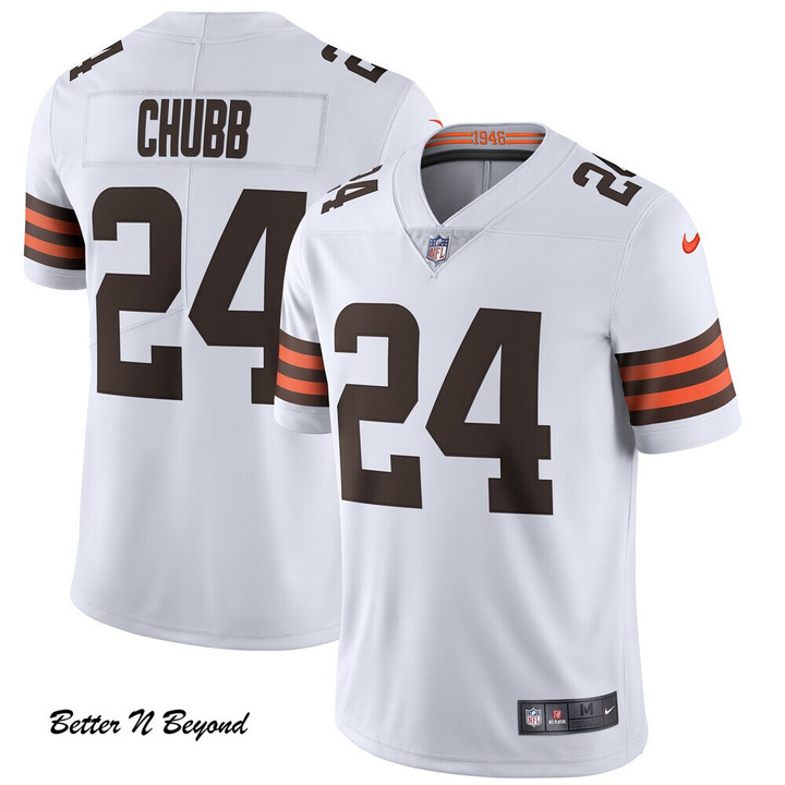 Men's Cleveland Browns Nick Chubb Nike White Vapor Limited Jersey
