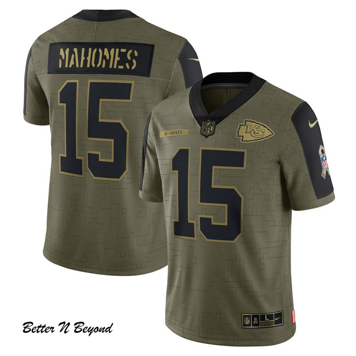Men's Kansas City Chiefs Patrick Mahomes Nike Olive 2021 Salute To Service Limited Player Jersey