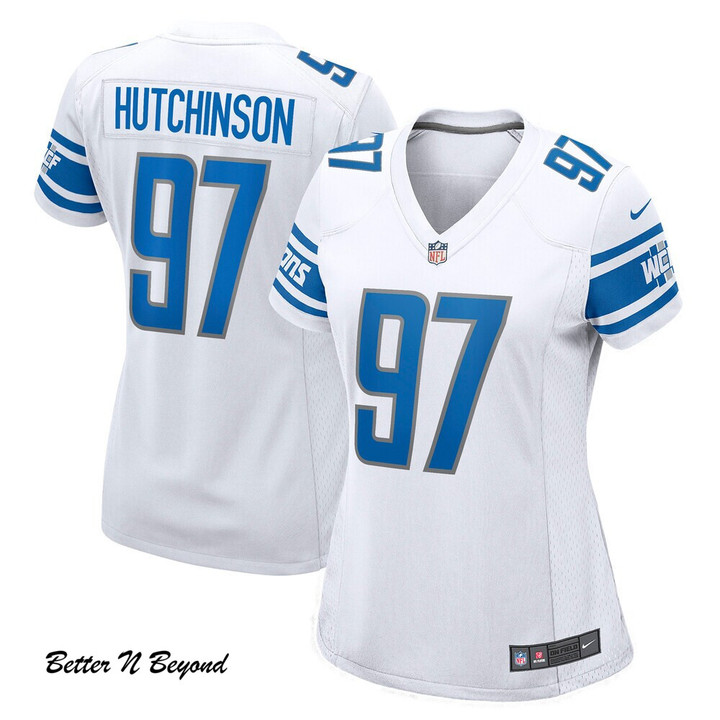 Women's Detroit Lions Aidan Hutchinson Nike White 2022 NFL Draft First Round Pick Game Jersey