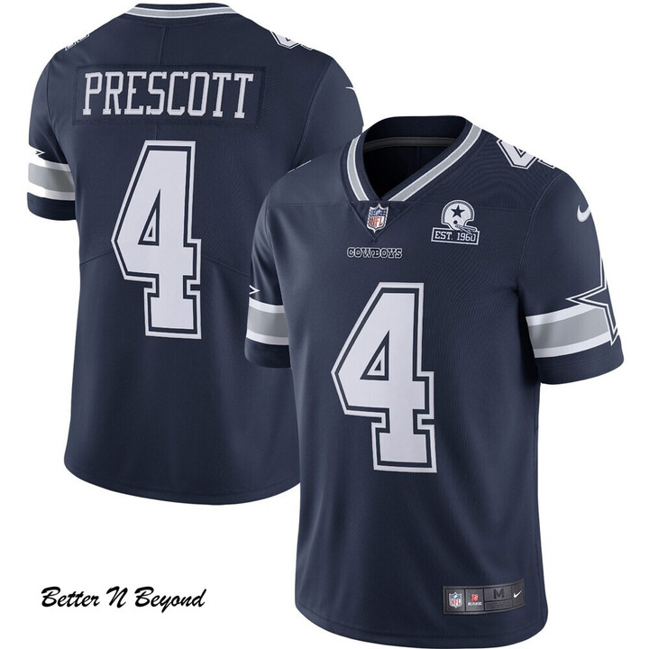 Men's Dallas Cowboys Dak Prescott Nike Navy 60th Anniversary Limited Jersey