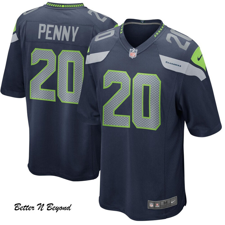 Men's Seattle Seahawks Rashaad Penny Nike College Navy Player Game Jersey