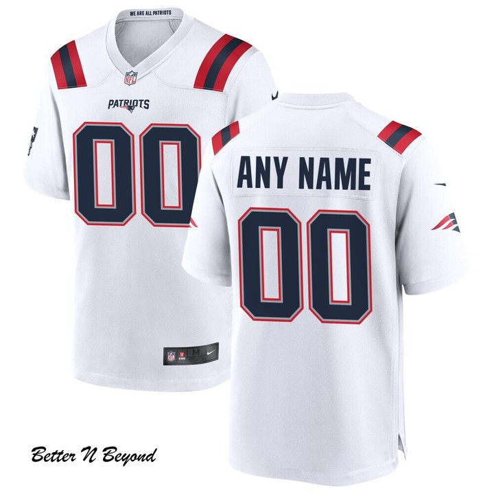 Men's New England Patriots Nike White Custom Game Jersey