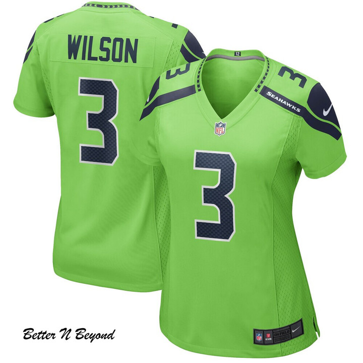Women's Seattle Seahawks Russell Wilson Nike Neon Green Alternate Game Jersey