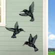 Set of 3 Metal Hummingbird Wall Art Decor