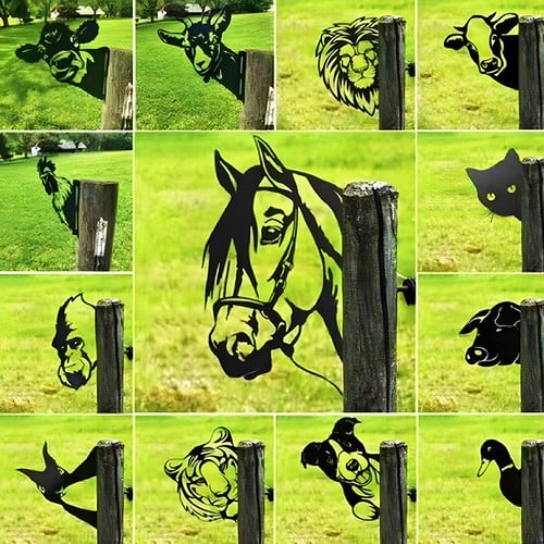 Farm Peeping Animal Metal Art