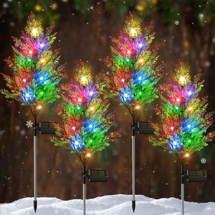 Solar Christmas LED Colored Pine and Cypress Tree Light