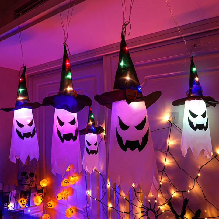 Halloween LED Flashing Light Hanging Ghost Decoration