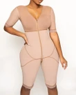 Full Body Zipper Bodysuit With Sleeves One-Piece Postpartum Shapewear For Women Chest Support Hip Shaping Tummy Control Bodysuit