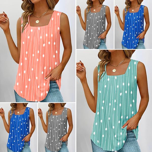 Tank Top With Stripes And Polka Dots Print 🔥HOT DEAL - 50% OFF🔥