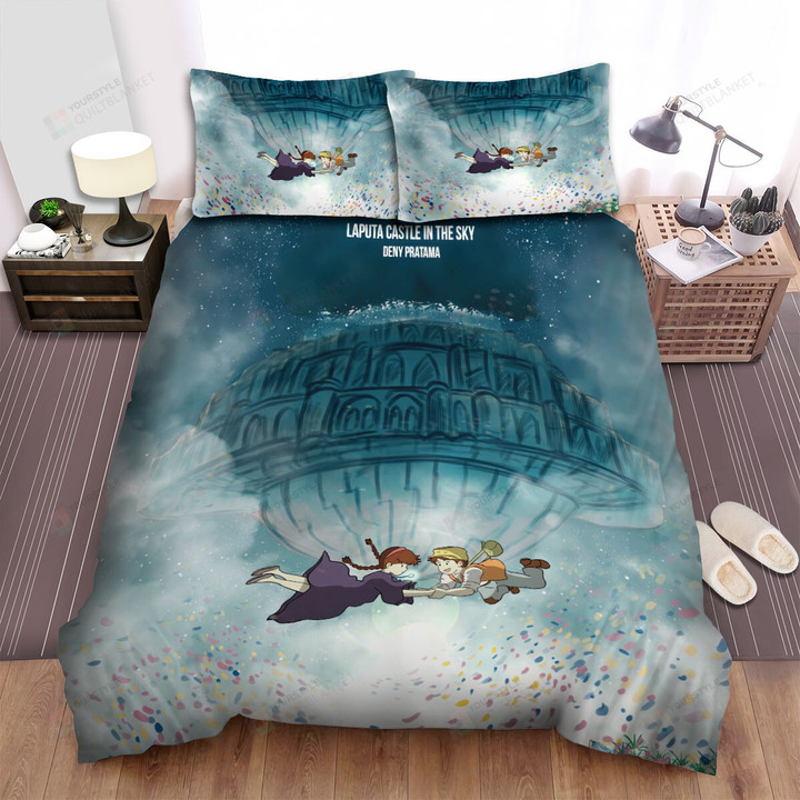 Castle In The Sky (1986) Movie Digital Art Bed Sheets Spread Comforter Duvet Cover Bedding Sets