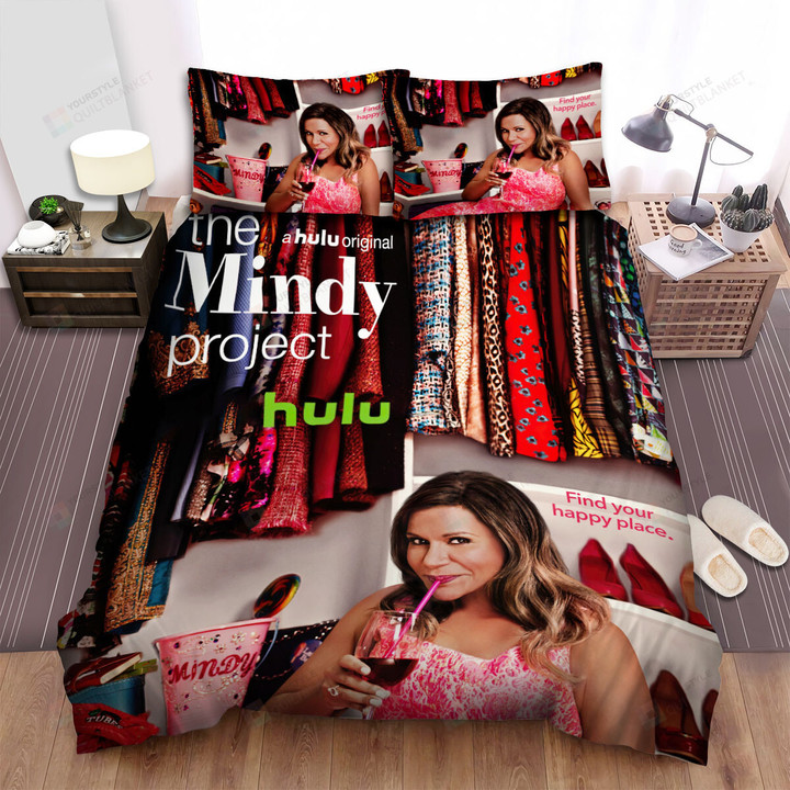 The Mindy Project (2012–2017) Find Your Happy Place Bed Sheets Spread Comforter Duvet Cover Bedding Sets