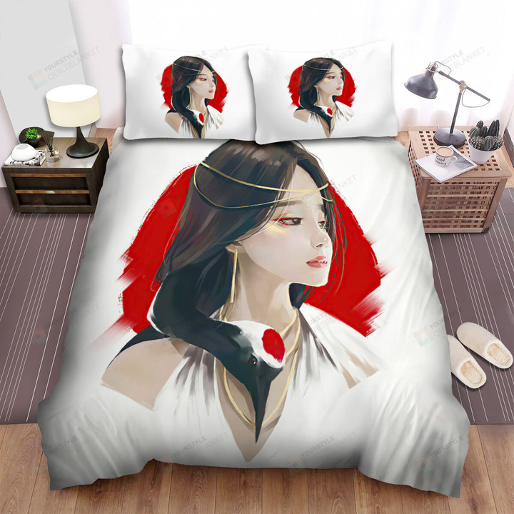 The Wild Animal - The Red Crowned Crane Lady Bed Sheets Spread Duvet Cover Bedding Sets