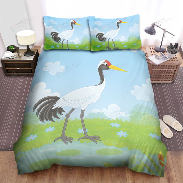 The Wild Animal - The Red Crowned Crane Near The Pond Bed Sheets Spread Duvet Cover Bedding Sets