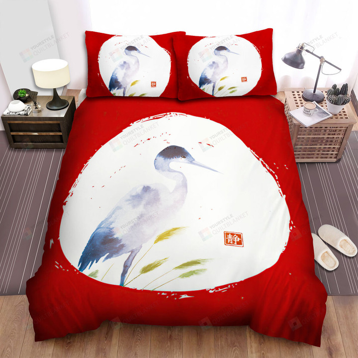 The Wild Animal - The Red Crowned Crane In The Field Bed Sheets Spread Duvet Cover Bedding Sets
