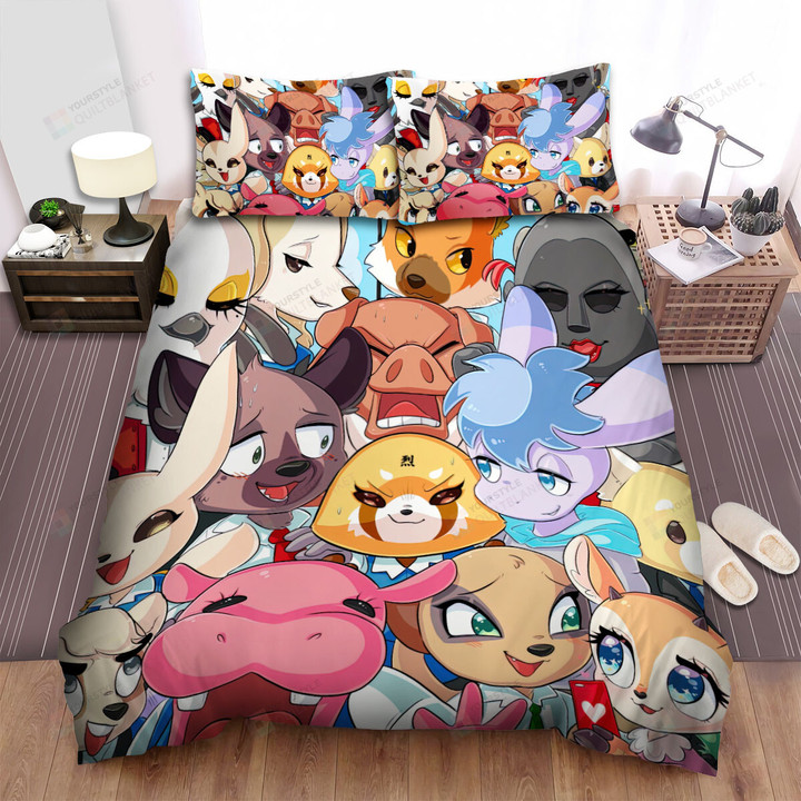 Aggretsuko All Characters In One Bed Sheets Spread Duvet Cover Bedding Sets