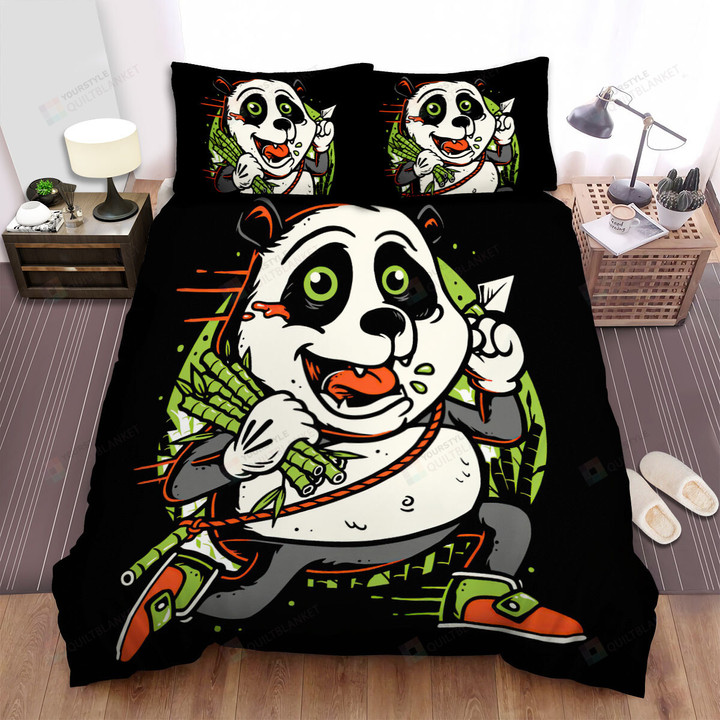 The Wildlife - The Panda Collecting Bamboos Art Bed Sheets Spread Duvet Cover Bedding Sets