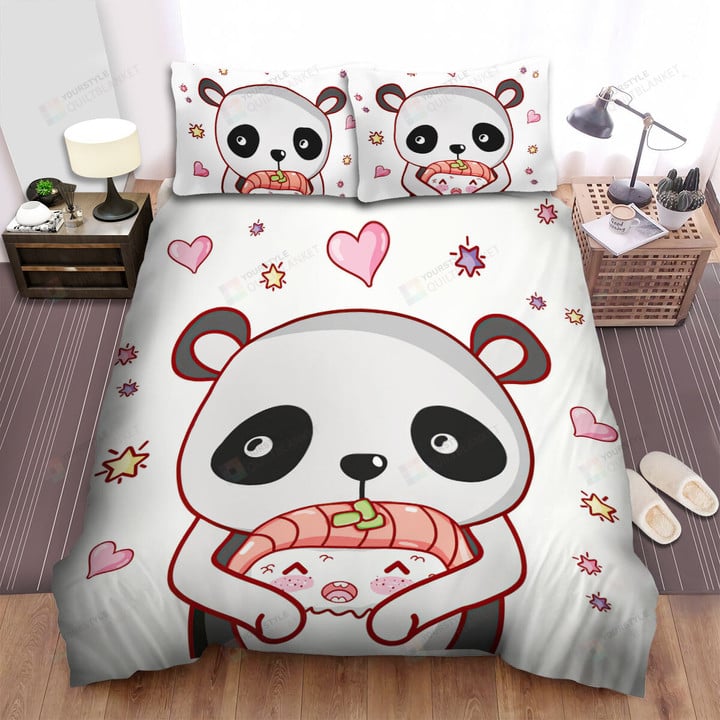 The Wildlife - The Panda Knibbling The Sushi Bed Sheets Spread Duvet Cover Bedding Sets