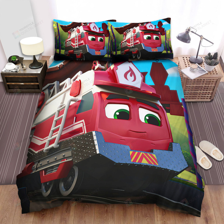 Mighty Express Rescue Red Illustration Bed Sheets Spread Duvet Cover Bedding Sets