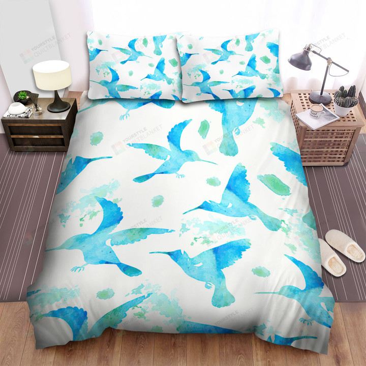 The Blue Hummingbird Paint Bed Sheets Spread Duvet Cover Bedding Sets