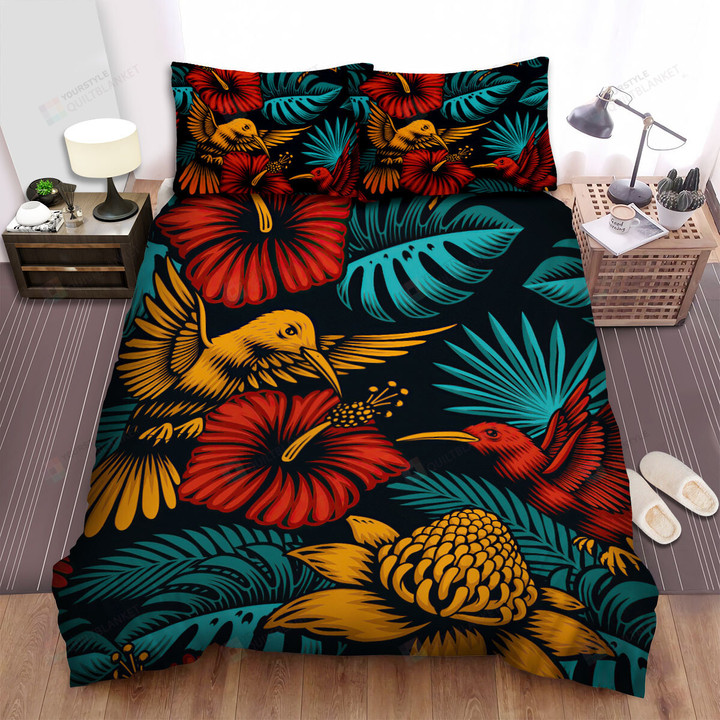 The Hummingbird Among The Tropical Leaves Bed Sheets Spread Duvet Cover Bedding Sets
