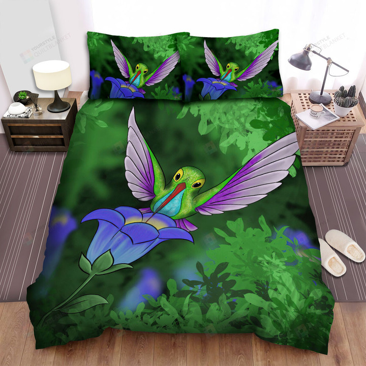 The Wildlife - The Hummingbird And A Blue Flower Artwork Bed Sheets Spread Duvet Cover Bedding Sets