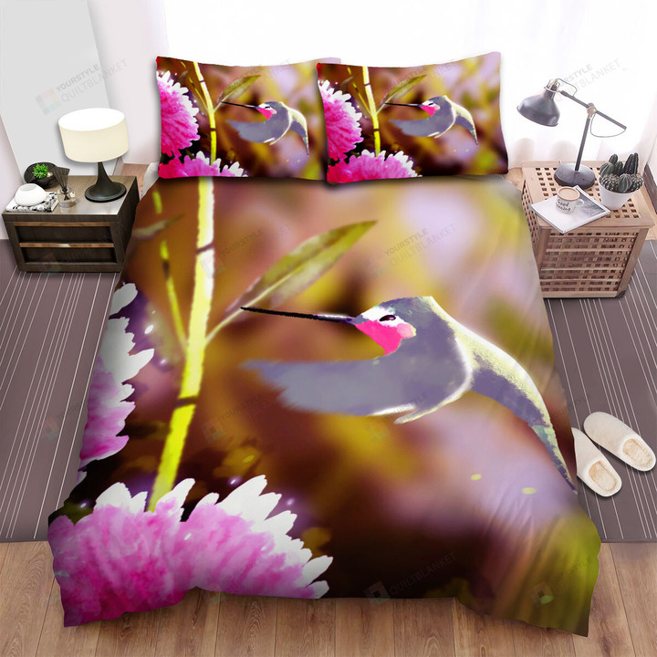 The Wildlife - The Grey Hummingbird Flying Bed Sheets Spread Duvet Cover Bedding Sets
