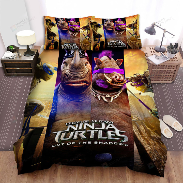 Teenage Mutant Ninja Turtles: Out Of The Shadows (2016) Characters Movie Poster Bed Sheets Spread Comforter Duvet Cover Bedding Sets