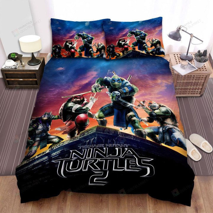Teenage Mutant Ninja Turtles: Out Of The Shadows (2016) Squad Movie Poster Bed Sheets Spread Comforter Duvet Cover Bedding Sets