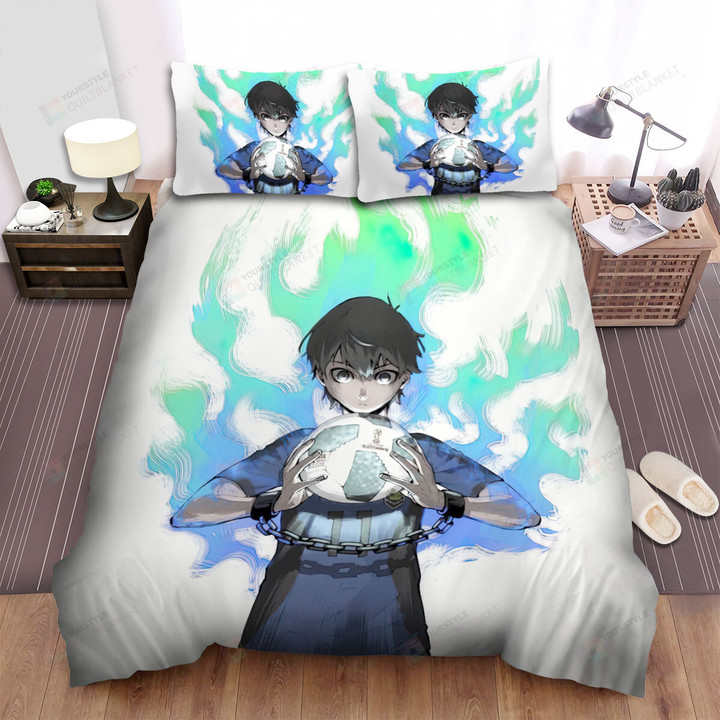 Blue Lock Isagi With The Flame Of Soccer Bed Sheets Spread Duvet Cover Bedding Sets
