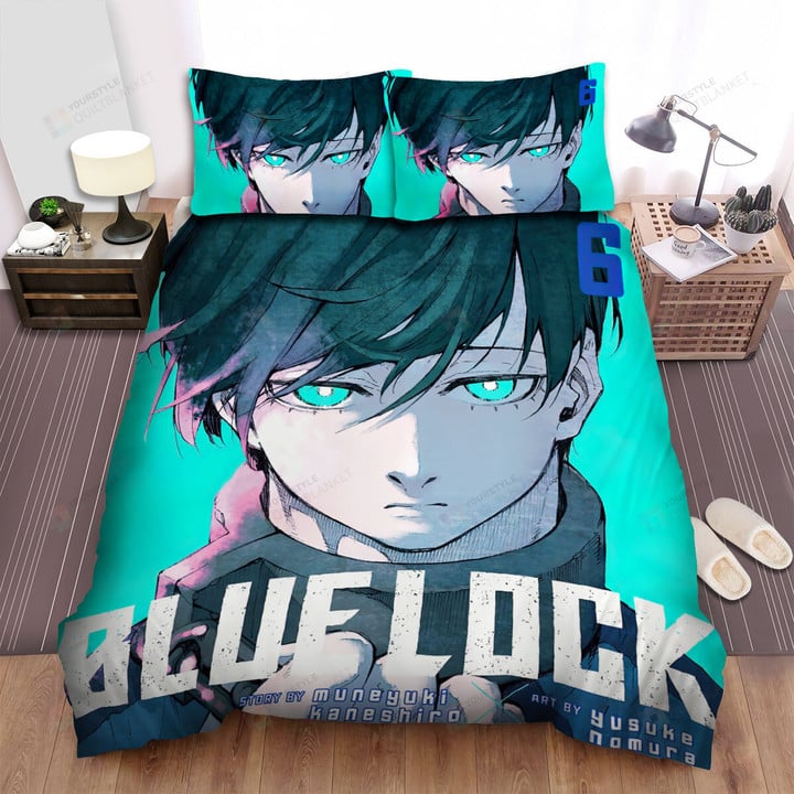 Blue Lock Rin Itoshi On Volume 6 Poster Bed Sheets Spread Duvet Cover Bedding Sets