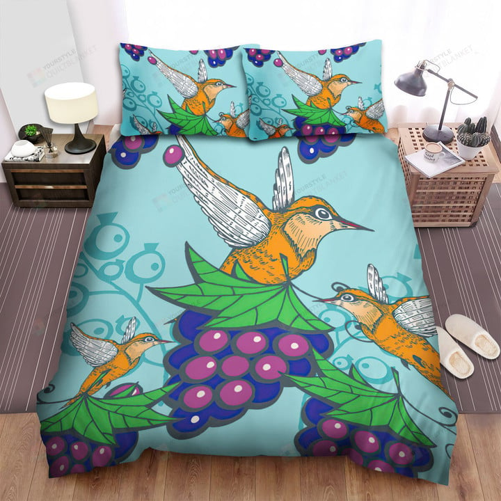 The Hummingbird Taking Grape Bed Sheets Spread Duvet Cover Bedding Sets